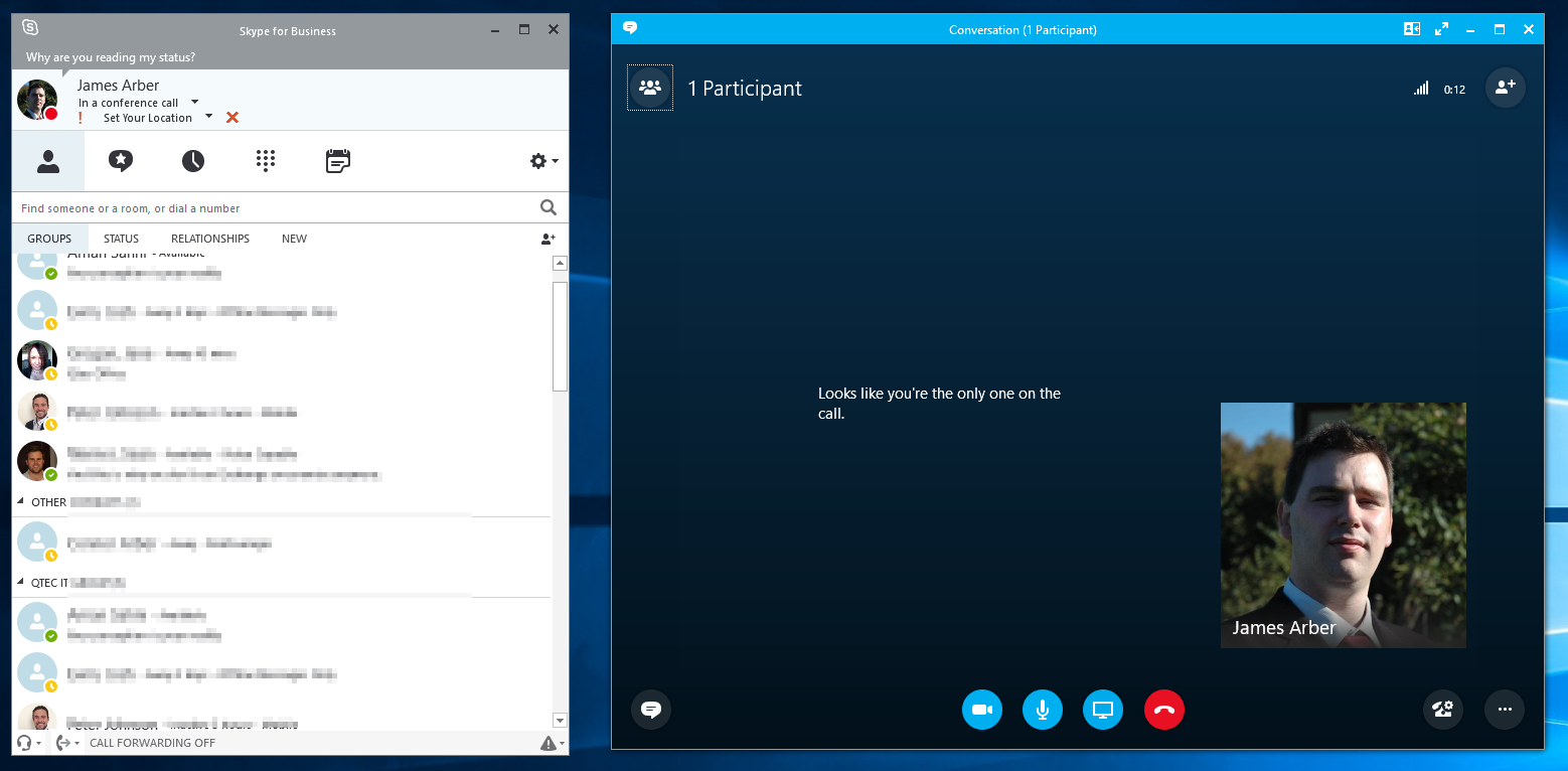 skype for business full screen